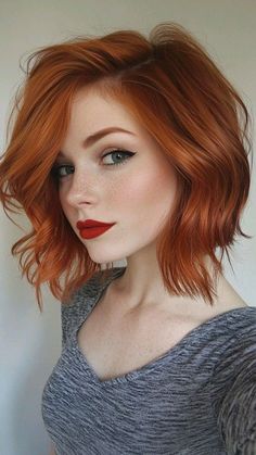 Makeup For Red Hair Blue Eyes, Short Red Hair Blue Eyes, Copper Hair Blue Eyes Pale Skin, Short Red Hair Styles, Copper Pixie, Short Relaxed Hairstyles, Short Red Hair, Edgy Haircuts, Modern Haircuts