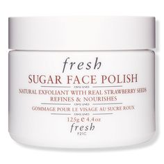 Sugar Face Polish Exfoliator - SUGAR FACE POLISH 125G 4.4OZBenefitsThe brown sugar crystals and strawberry seeds buff away rough patches and then dissolve in the nourishing oils, leaving your skin velvety soft and smooth long after you wash it off.Plus, the sweet citrus scent smells good enough to eat.97% reported smoother skin texture and softer, more supple skin*94% felt it had an exfoliating effect and decreased rough patches*88% noticed soothed skin that felt silky and velvety*85% said it im Fresh Sugar Face Polish, My Hygiene, Plum Seed, Fresh Skincare, Face Polish, Skincare Wishlist, Strawberry Seed, Smooth Skin Texture, Aesthetic Amazon