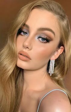 Makeup Looks Navy Blue Dress, Blue Makeup Looks For Wedding, Makeup For Wedding Guest Blue Dress, Wedding Makeup For Blue Dress, Eye Make Up For Blue Dress, Prom Blue Dress Makeup, Formal Make Up For Blue Dress, Prom Makeup To Go With Blue Dress, Blue Prom Dress Makeup Ideas