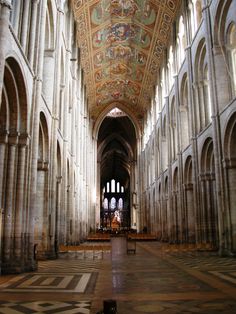 the interior of an old cathedral with vaulted ceilings