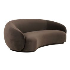 an oval shaped couch with a curved backrest