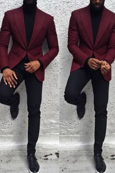 Shop for Black Burgundy Point Lapel Slim Fit Tailored Prom Mens Suit in BradyMensuit at best prices.Find the best Burgundy Peaked Lapel slim fit Men Suits with affordable price. Black Suit Red Accents Men, Black And Burgundy Suit, Black And Maroon Wedding, Burgundy Suit Men, Prom Mens, Black And Red Suit, Maroon Suit, Prom Men, Outfit Homme