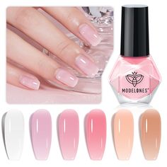 PRICES MAY VARY. 【Popular Jelly Palette】Modelones 6 colors nail polish set comes with six different shades, namely Sheer Pink, Milky White, Jelly Nude, Natural Brown, Light Pink. These colors have been carefully selected to suit any occasion, season, and outfit. Whether you're going for a sophisticated look in the office or a relaxed style for a beach vacation, these shades got you covered! 【Quick and Efficient Drying】 Say goodbye to long waiting times! Modelones jelly nail polish dries rapidly, Light Pink Nail Polish, Jelly Nail Polish, Jelly Nail, Nail Polish Kit, Neutral Pink, Nude Nail Polish, Nude Nail, Nail Art Salon, Glitter Gel Nails