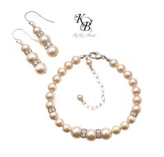 Elegant Jewelry, Timeless Keepsakes... ♥Unless otherwise stated, all of our pearl products are made with genuine Crystallized™ Swarovski pearls. You won't find cheap glass pearls here ©2011-2017 KyKys Bridal Boutique Original Design ♥♥Your bracelet and earring set will arrive packaged and ready for gift giving in pretty colored, bow-tie boxes, at no additional cost  Free FIRST CLASS domestic shipping on all USA orders totaling $55.00 or more. Use Coupon Code: SHIPFREE2  (this offer cannot be com Birthstone Jewelry Mothers, Pearl Wedding Jewelry, Wedding Jewelry Sets Bridal Jewellery, Pearl Jewelry Set, Bracelet And Earring Set, Wedding Jewelry Set, Pearl Bridal Jewelry, Bridal Jewelry Set, Pearl Jewelry Wedding