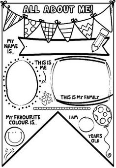 a black and white coloring page with the words all about me