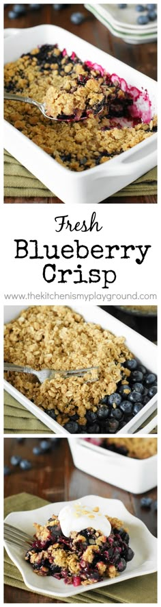 fresh blueberry crisp with yogurt and granola is an easy dessert recipe