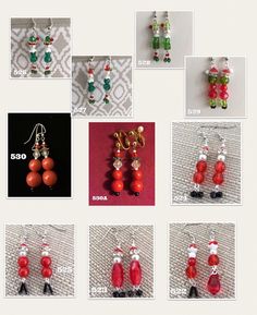 many different pictures of beaded earrings on display