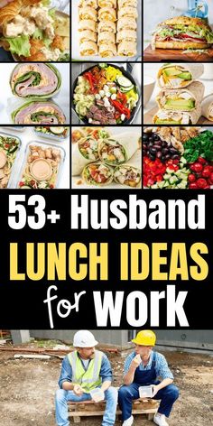 the cover of 52 + husband lunch ideas for work, including sandwiches and salads