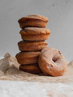 a stack of doughnuts sitting on top of each other