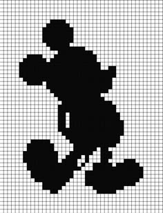 A pixel art, or perler beads template of Mickey Mouse's body shape as a silhouette.

Works with perler beads. Disney Tapestry Crochet, Dog Birthday Presents, Disney Patterns, Crochet Numbers, C2c Crochet Pattern Free, Mickey Mouse Silhouette, Mouse Silhouette, Present Box