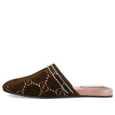 (WMNS) GUCCI Double g Brown Slippers 512423-9JT70-2090 (Women's) Brown Slippers, Velvet Slippers, Shoes Slippers, All Colors, Heeled Mules, Mule Shoe, Slippers, Shoe Bag, Bags For Women