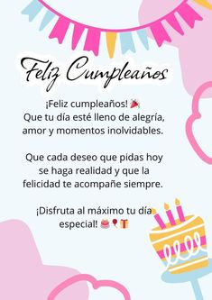 a birthday card with the words feliz cumplearess written in spanish