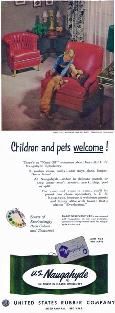 an advertisement for the napapule company with a child sitting on a red chair