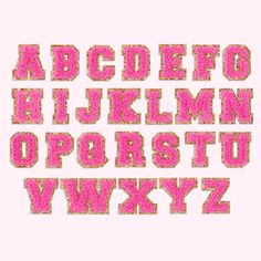 the letters are made up of pink glitter