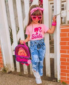 Barbie Outfits For Kids Birthday, Barbie Birthday Party Outfit Kids, 4 Year Barbie Birthday, Diy Barbie Costume For Kids, Barbie T Shirt Outfit