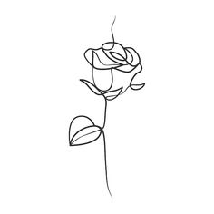 a line drawing of a single rose on a white background with the word love written below it