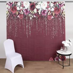 8ftx8ft Sparkly Burgundy Rose Floral Print Vinyl Photography Backdrop Vinyl Party, Event Backdrops, Photography Studio Setup, Burgundy Roses, Vinyl Photography, Vinyl Style, Flower Wall Wedding, Special Events Decor, Baby Shower Backdrop