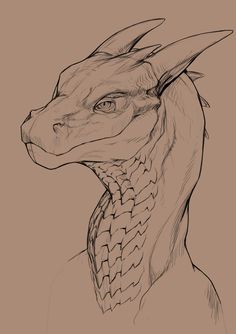 a drawing of a dragon head with long horns and large, sharp fangs on it's face