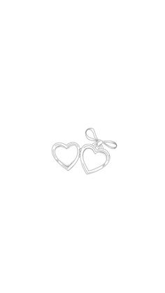 two heart shaped earrings are shown against a white background with the word love written on it