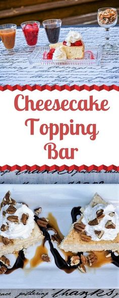 cheesecake topping bar sign displayed on table