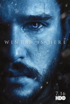 the poster for game of throne, which features a man's face and blue eyes