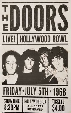 the doors concert poster for their first show in hollywood, california on july 5th, 1989