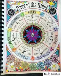 a spiral notebook with the words days of the week written on it