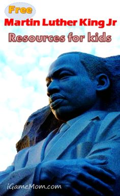 a statue of martin luther king jr with the words resources for kids written below it