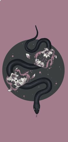 a black snake with white flowers on it's back