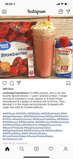 the instagram page on instagram shows an image of strawberry milkshake and yogurt