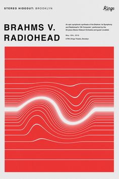 an image of a book cover with red lines on the front and white text that reads, brahms v radiohead