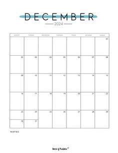 the december calendar is shown in blue and black