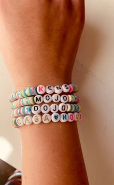 Colorful ken themed bracelet with a saying from the Barbie movie. Film Barbie, Barbie Film, The Barbie Movie, Clay Bead Bracelet, Barbie Movie, Clay Bead, Lego Movie, Barbie Movies, Oklahoma City