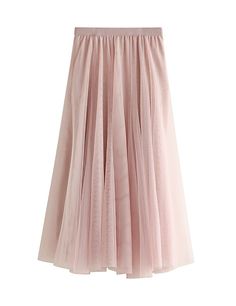 Light Pink High Waist Gauze Pleated A-line Maxi Skirt Beige Tulle Skirt, Midi Leather Skirt, Night Out Skirts, Mesh Midi Skirt, Womens Tulle Skirt, High Waist Skirts, Skirts Flowy, Tulle Midi Skirt, Layered Tulle Skirt