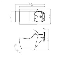 an image of a drawing of a chair with its seat up and the arm rest down