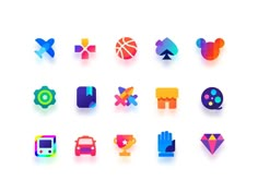 the colorful icons are arranged in different shapes