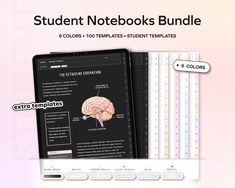 the student notebooks bundle is shown with an image of a brain on top of it