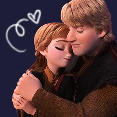 a couple hugging each other in front of a blue background with the words frozen on it