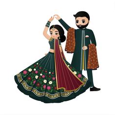 Vibrant and Festive (Indowestern or Traditional) Eid Cartoon, Single Tshirt, Mehndi Event, Groom Cartoon, Wedding Cartoon, Wedding Illustrations, Digital Wedding Invitations Templates