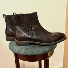 Never Worn, Authentic, Beautiful, Handmade Italian Leather Boots. Slip-on Boots In Calf Leather For Fall, Slip-on Calf Leather Boots For Fall, Fall Slip-on Boots In Calf Leather, Leather Lined Chelsea Boots With Round Toe For Galas, Leather Round Toe Shoes For Galas In Fall, Designer Closed Toe Boots With Leather Lining, Modern Slip-on Boots With Calf Leather And Leather Footbed, Goodyear Welted Boots For Galas With Closed Toe, Goodyear Welted Boots For Galas