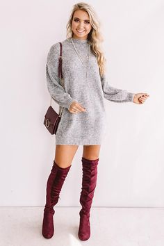 Gray Sweater Dress Outfit, Sweater Dress Outfits, Cozy Dress Outfit, Dark Grey Sweater, Cozy Sweater Dress, Sweater Dress Outfit, Grey Sweater Dress, Comfy Sweaters, Cozy Sweater