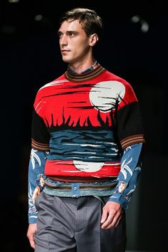 Prada For Men, Prada Spring, Vintage Prada, Retro Tops, Wool Clothing, Fashion Week Runway