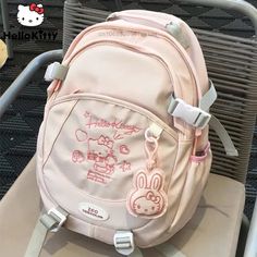 Sanrio Hello Kitty Embroidery Pattern Backpacks, Schoolbags with High Aesthetic, Y2k Cute Cartoon Hello Kitty Embroidery, Nature Creatures, Kotak Bento, Kitty Embroidery, Hello Kitty Keychain, Stylish School Bags, School Bag Essentials, Aesthetic Backpack, Kawaii Bags