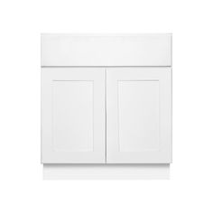 a white wall mounted cabinet with two doors