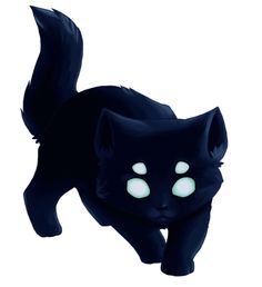 a black cat with glowing green eyes running