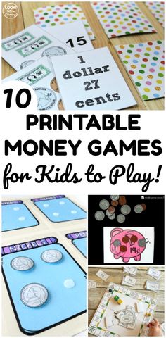 ten printable money games for kids to play