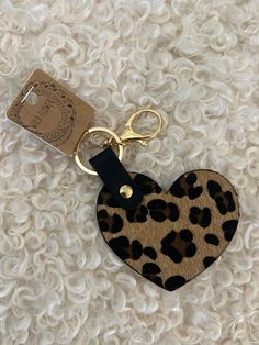 Heart Shaped Leopard Print Keychain - Vintage Dragonfly Boutique