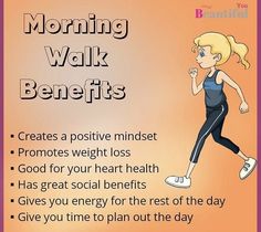 a woman running with the words morning walk benefits