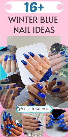 Nail Makeover, Navy Blue Nails, Elegant Snowflake, Nail Pops, Winter Blue, Blue Nail Designs, Almond Nail