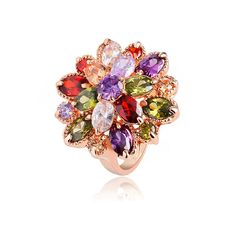 Pure 18K Rose Gold Pure Red Ruby Gemstone Ring for Women Anillos De Red Bague Bizuteria Gemstone Rings For Girls Gold, Rings For Girlfriend, Girl Rings, Garden Ring, Flowers Jewellery, Globe Floor Lamp, Crystal Engagement Rings, Jewelry For Wedding, Color Burst